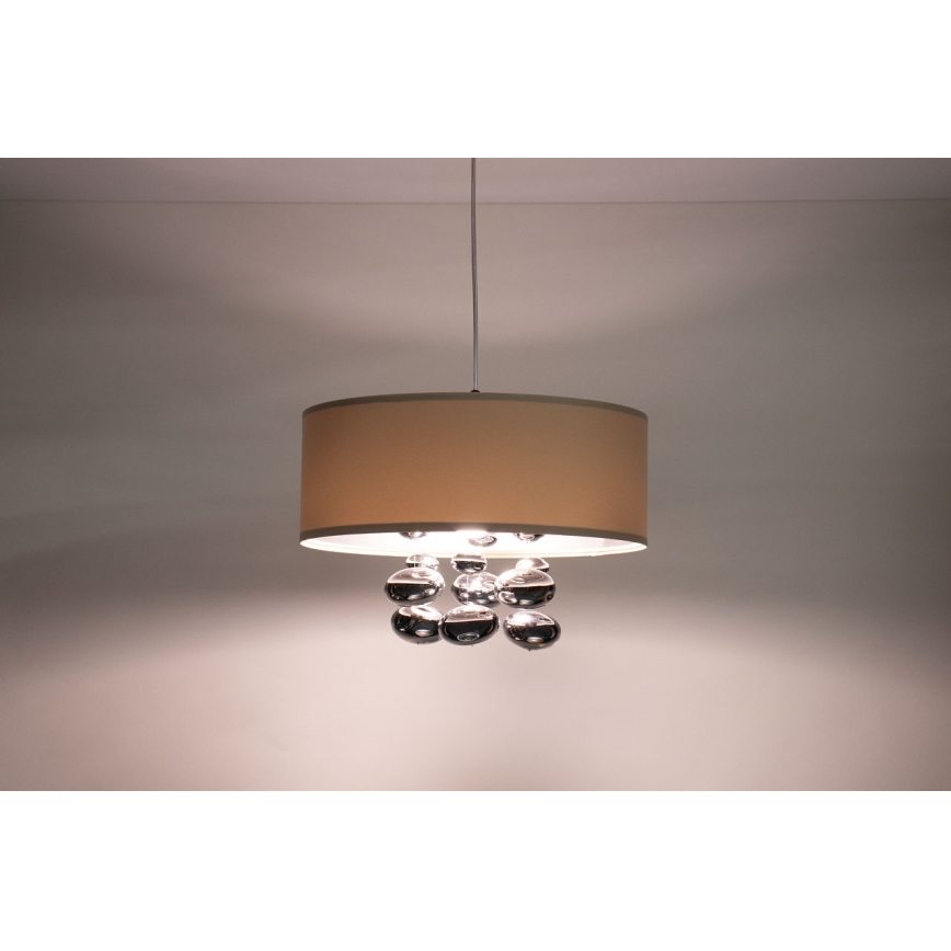 Žyrandol na lince BUBBLE 1xE27/60W/230V śr. 40 cm beżowy