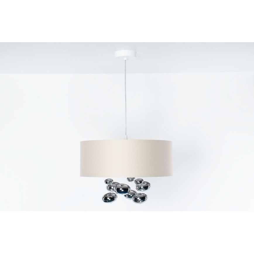 Žyrandol na lince BUBBLE 1xE27/60W/230V śr. 40 cm beżowy