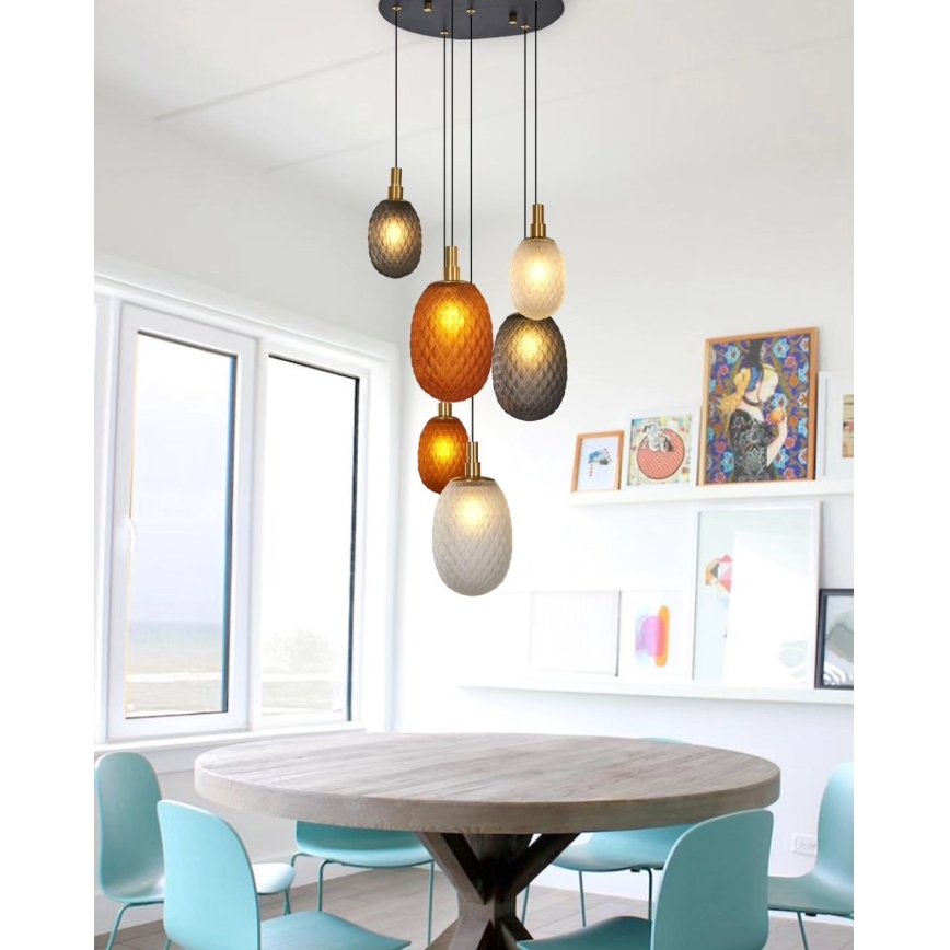 Żyrandol na lince CACTUS 6xG9/5W/230V miedziany/szary/biały