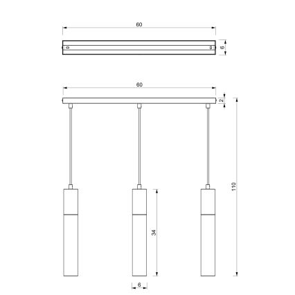 Żyrandol na lince CASSA 3xGU10/8W/230V biały/złoty