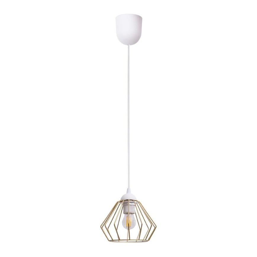 Żyrandol na lince CEED GOLD 1xE27/60W/230V śr. 17,5 cm białe/złoty