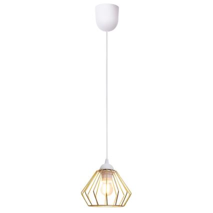 Żyrandol na lince CEED GOLD 1xE27/60W/230V śr. 17,5 cm białe/złoty