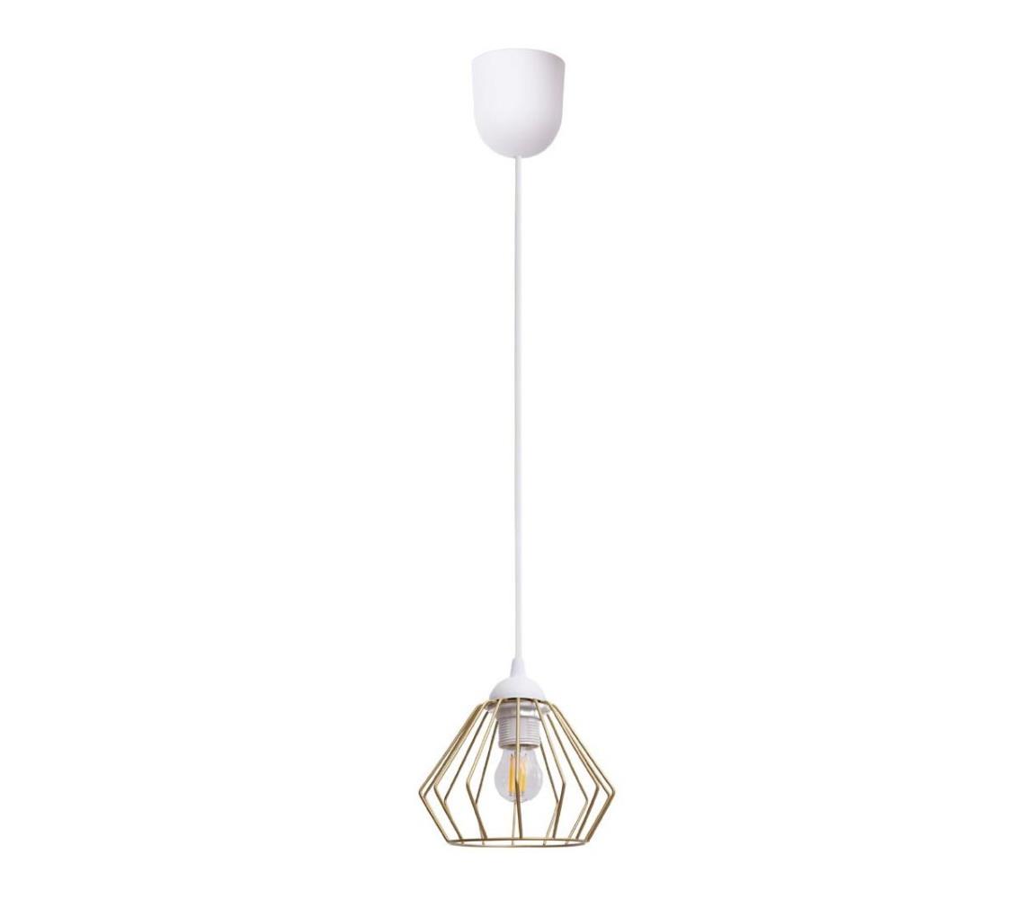 Żyrandol na lince CEED GOLD 1xE27/60W/230V śr. 17,5 cm biały/złoty