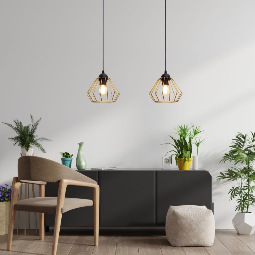 Żyrandol na lince CEED GOLD 2xE27/60W/230V czarny/złoty