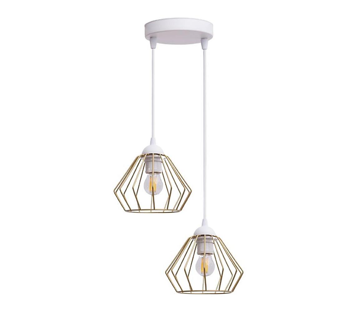 Żyrandol na lince CEED GOLD 2xE27/60W/230V śr. 28 cm białe/złoty