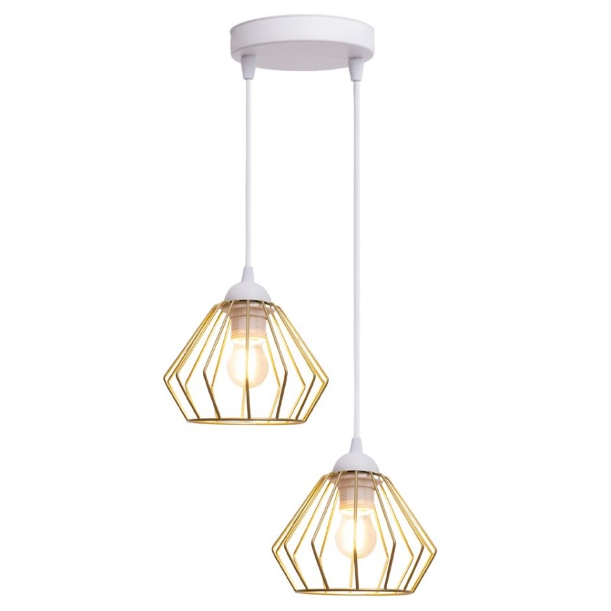 Żyrandol na lince CEED GOLD 2xE27/60W/230V śr. 28 cm biały/złoty