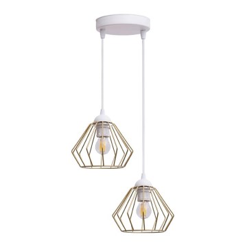 Żyrandol na lince CEED GOLD 2xE27/60W/230V śr. 28 cm biały/złoty