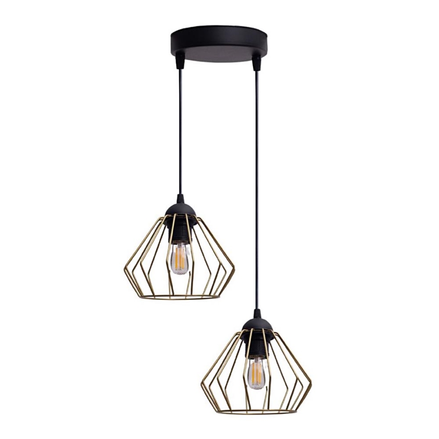 Żyrandol na lince CEED GOLD 2xE27/60W/230V śr. 28 cm czarny/złoty