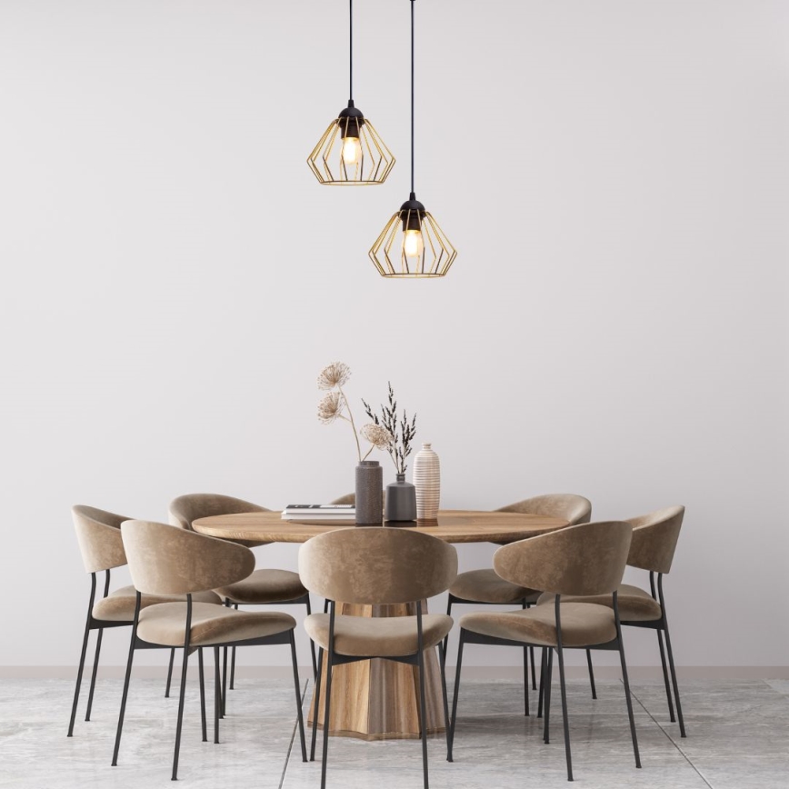 Żyrandol na lince CEED GOLD 2xE27/60W/230V śr. 28 cm czarny/złoty