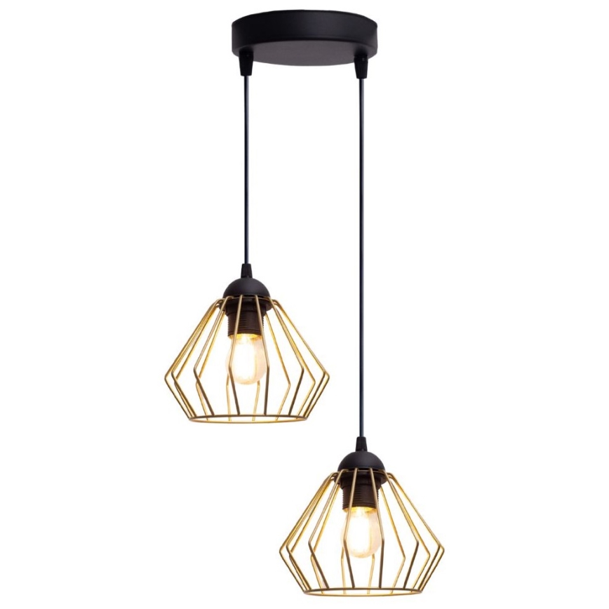 Żyrandol na lince CEED GOLD 2xE27/60W/230V śr. 28 cm czarny/złoty