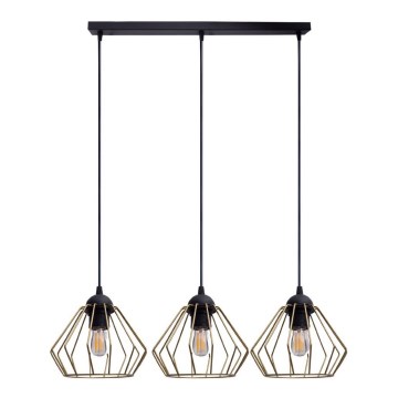 Żyrandol na lince CEED GOLD 3xE27/60W/230V czarny/złoty