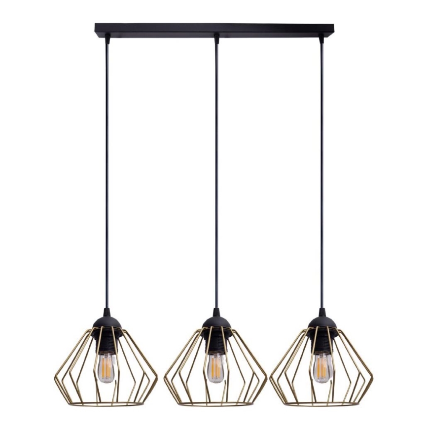 Żyrandol na lince CEED GOLD 3xE27/60W/230V czarny/złoty