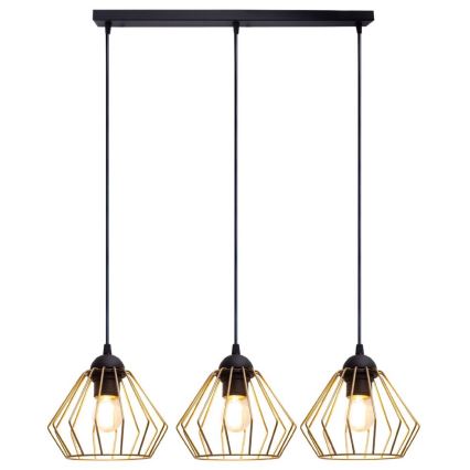 Żyrandol na lince CEED GOLD 3xE27/60W/230V czarny/złoty