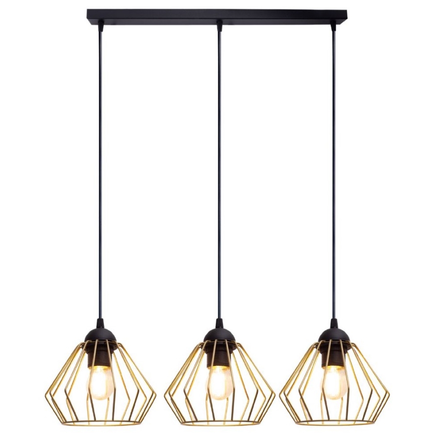 Żyrandol na lince CEED GOLD 3xE27/60W/230V czarny/złoty
