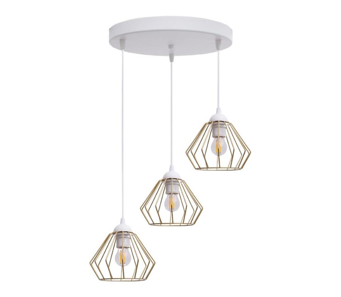 Żyrandol na lince CEED GOLD 3xE27/60W/230V śr. 45 cm białe/złoty