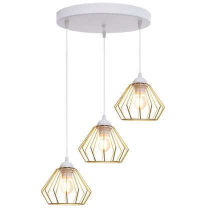 Żyrandol na lince CEED GOLD 3xE27/60W/230V śr. 45 cm białe/złoty