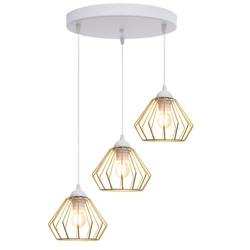 Żyrandol na lince CEED GOLD 3xE27/60W/230V śr. 45 cm białe/złoty