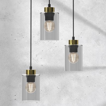 Żyrandol na lince CHIC 3xE27/60W/230V czarny/szary