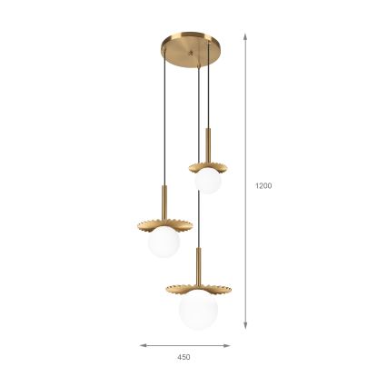 Žyrandol na lince CHITA 3xG9/5W/230V złoty