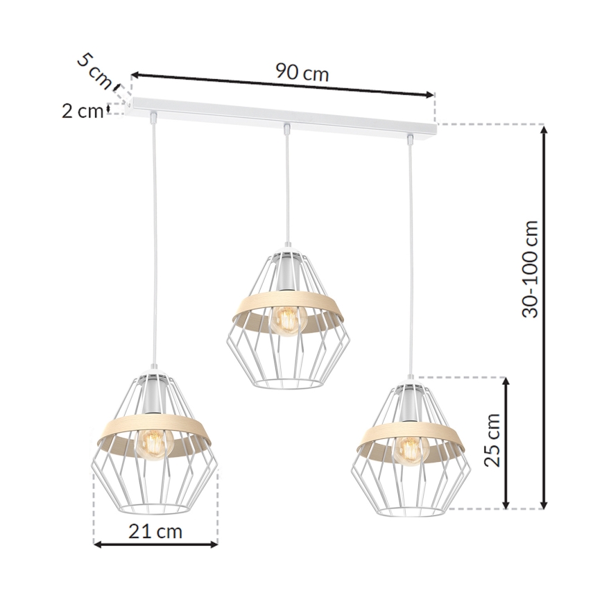 Żyrandol na lince CLIF 3xE27/60W/230V