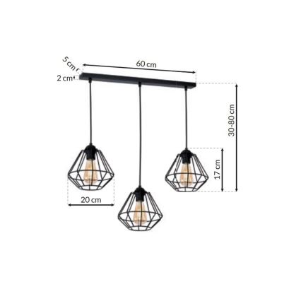 Żyrandol na lince COLIN 3xE27/60W/230V