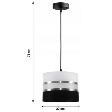 Żyrandol na lince CORAL 1xE27/60W/230V czarno-biały