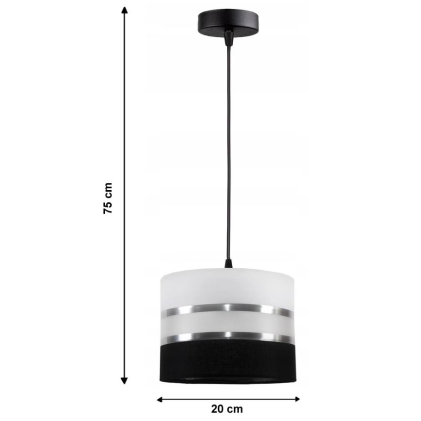 Żyrandol na lince CORAL 1xE27/60W/230V czarno-biały