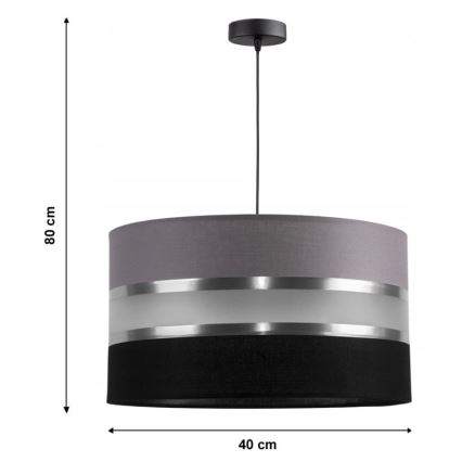 Żyrandol na lince CORAL 1xE27/60W/230V czarno-szary