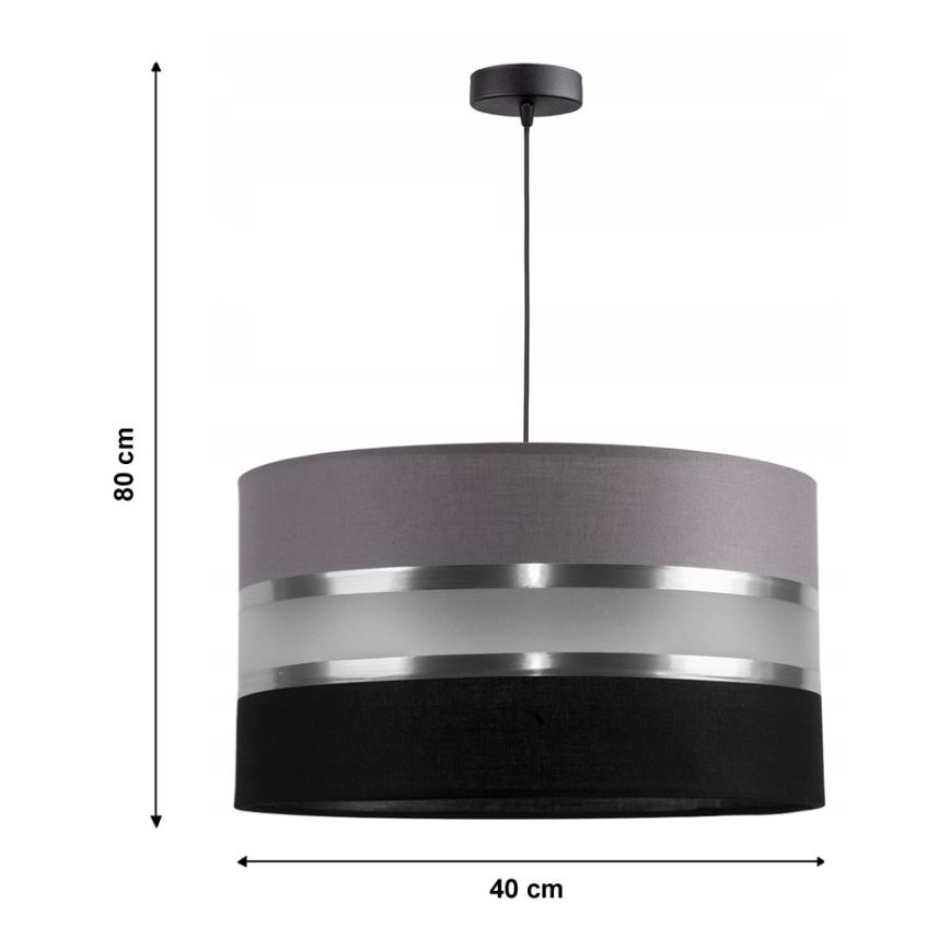 Żyrandol na lince CORAL 1xE27/60W/230V czarno-szary