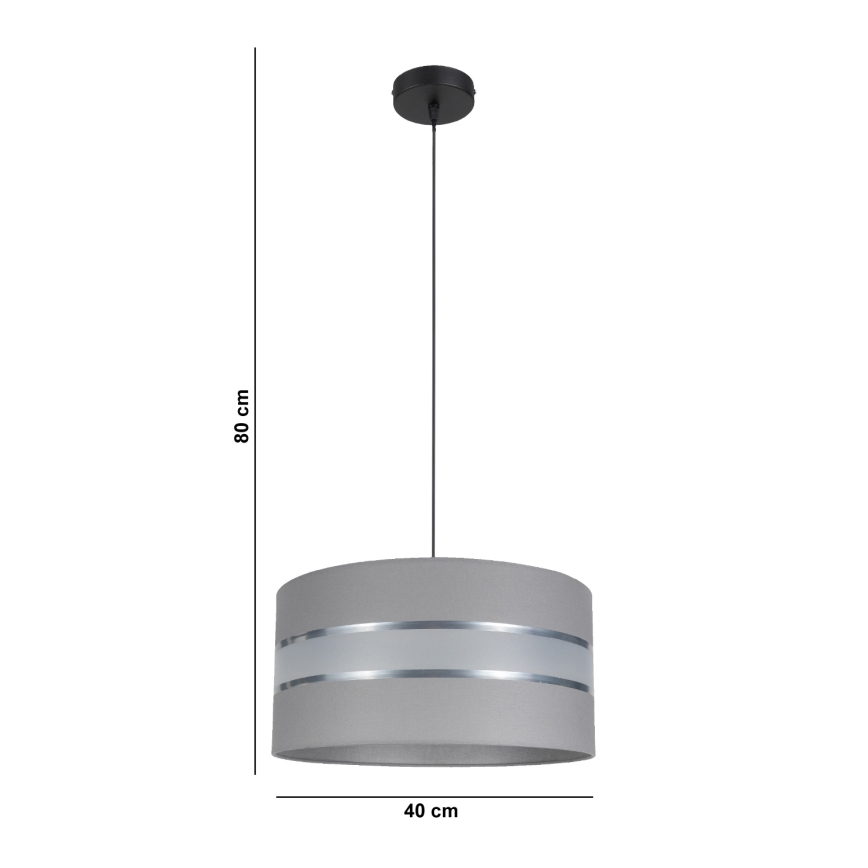 Żyrandol na lince CORAL 1xE27/60W/230V d. 40 cm szary