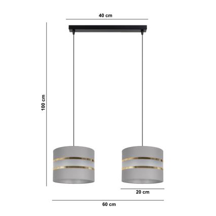 Żyrandol na lince CORAL 2xE27/60W/230V szary