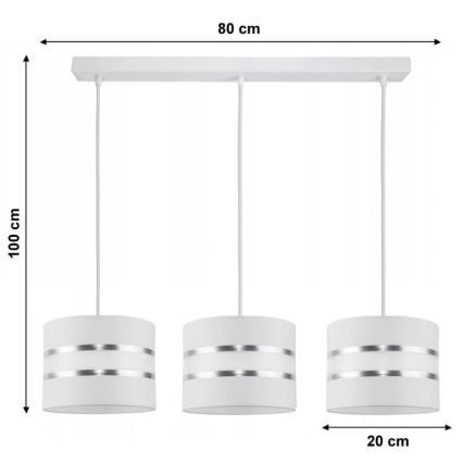 Żyrandol na lince CORAL 3xE27/60W/230V biały