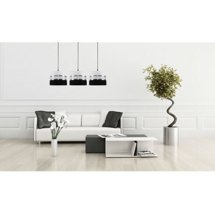Żyrandol na lince CORAL 3xE27/60W/230V czarno-biały