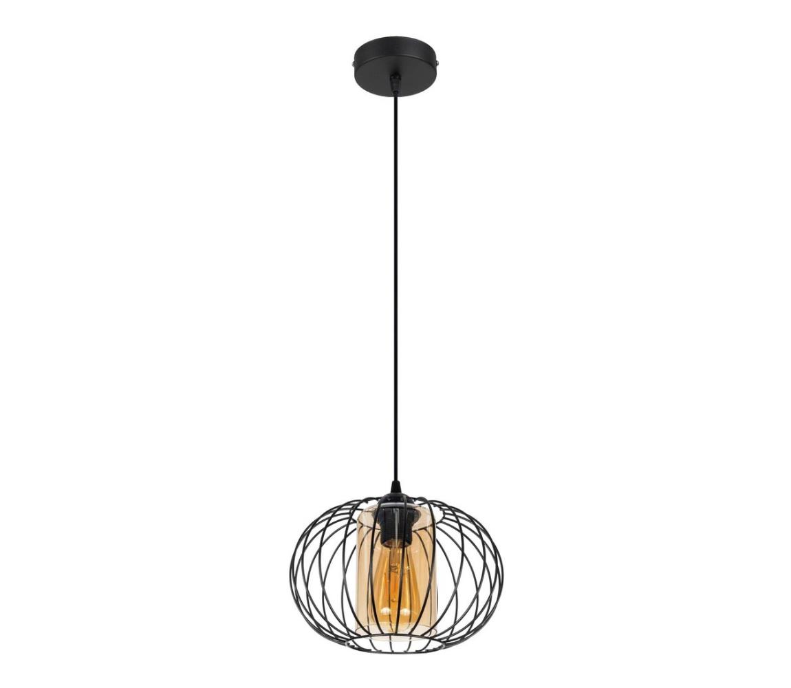 Żyrandol na lince CORRINI 1xE27/60W/230V śr. 25 cm czarny/beżowy