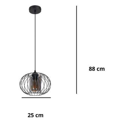 Żyrandol na lince CORRINI 1xE27/60W/230V śr. 25 cm czarny/szary