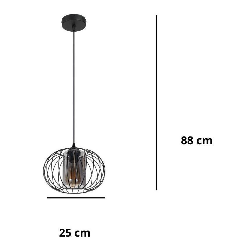 Żyrandol na lince CORRINI 1xE27/60W/230V śr. 25 cm czarny/szary