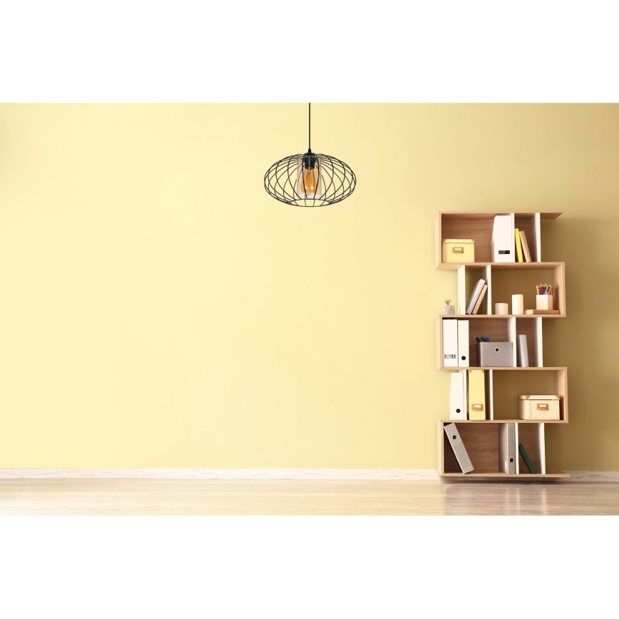 Żyrandol na lince CORRINI 1xE27/60W/230V śr. 34 cm czarny/beżowy