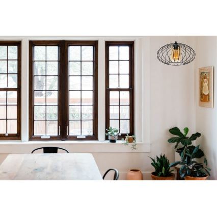 Żyrandol na lince CORRINI 1xE27/60W/230V śr. 34 cm czarny/beżowy