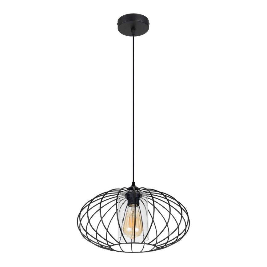 Żyrandol na lince CORRINI 1xE27/60W/230V śr. 34 cm czarny/przezroczysty