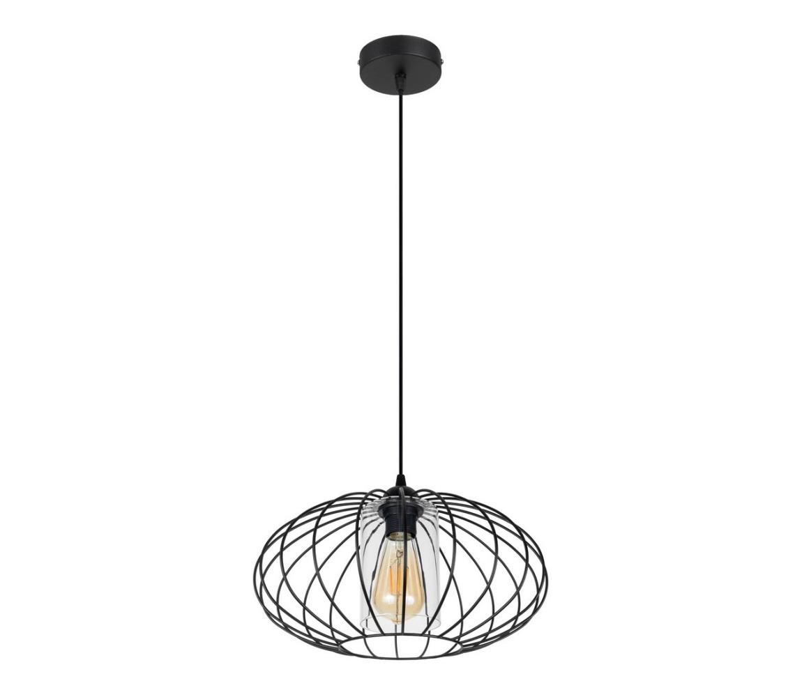 Żyrandol na lince CORRINI 1xE27/60W/230V śr. 34 cm czarny/przezroczysty