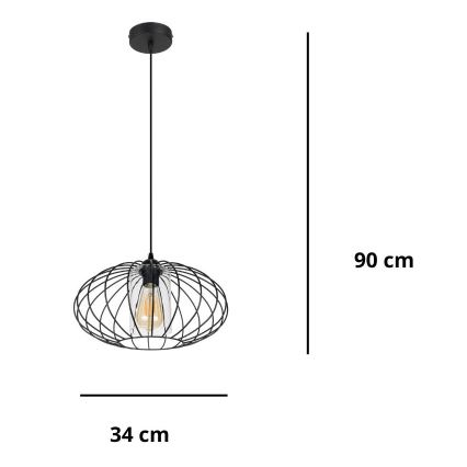 Żyrandol na lince CORRINI 1xE27/60W/230V śr. 34 cm czarny/przezroczysty