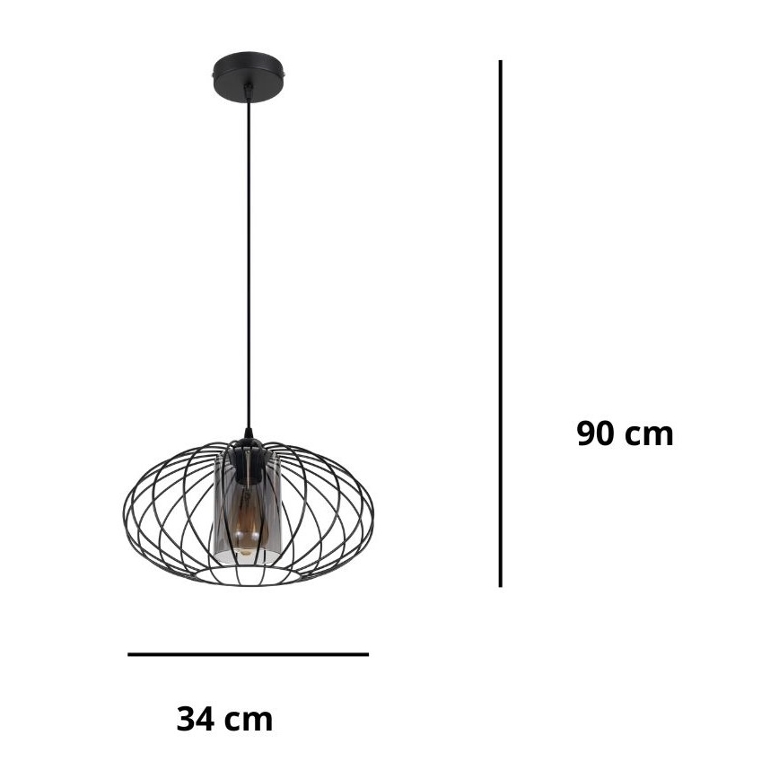 Żyrandol na lince CORRINI 1xE27/60W/230V śr. 34 cm czarny/szary