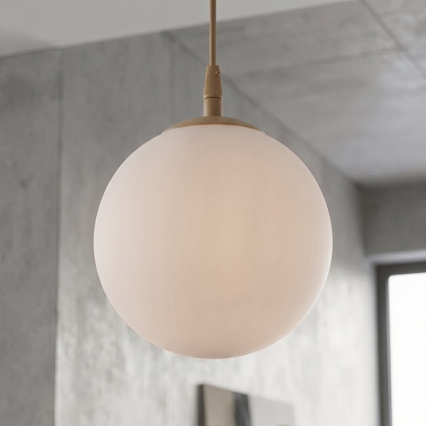 Żyrandol na lince COSMO 1xE14/10W/230V śr. 14 cm beżowy/biały