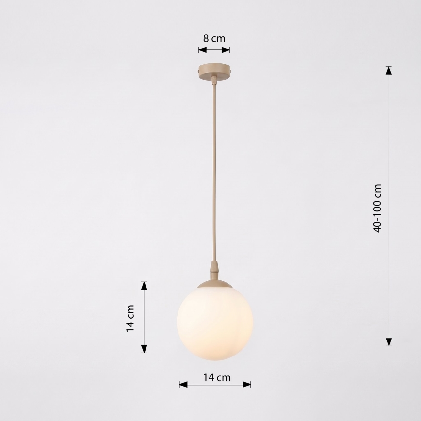 Żyrandol na lince COSMO 1xE14/10W/230V śr. 14 cm beżowy/biały