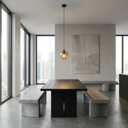 Żyrandol na lince COSMO 1xE14/10W/230V śr. 14 cm czarny/beżowy