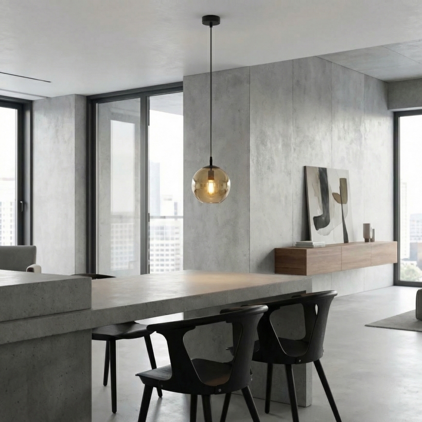 Żyrandol na lince COSMO 1xE14/10W/230V śr. 14 cm czarny/beżowy