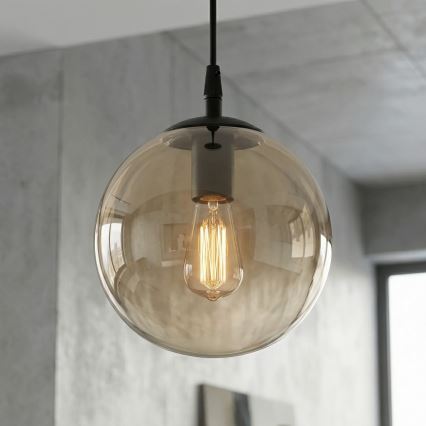 Żyrandol na lince COSMO 1xE14/10W/230V śr. 14 cm czarny/beżowy