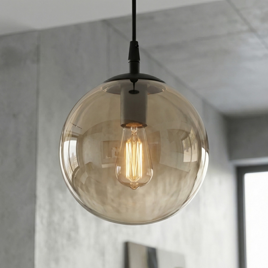 Żyrandol na lince COSMO 1xE14/10W/230V śr. 14 cm czarny/beżowy