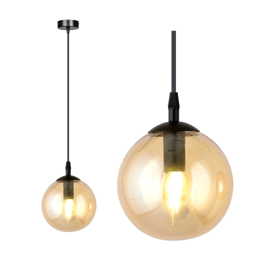 Żyrandol na lince COSMO 1xE14/10W/230V śr. 14 cm czarny/beżowy