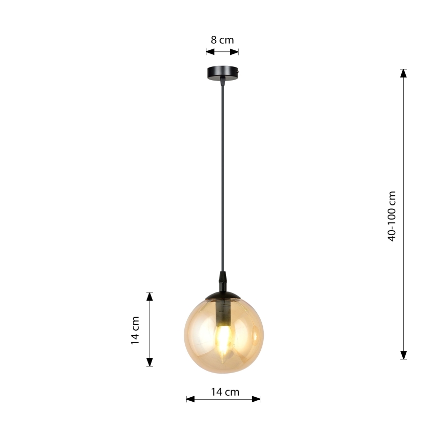 Żyrandol na lince COSMO 1xE14/10W/230V śr. 14 cm czarny/beżowy